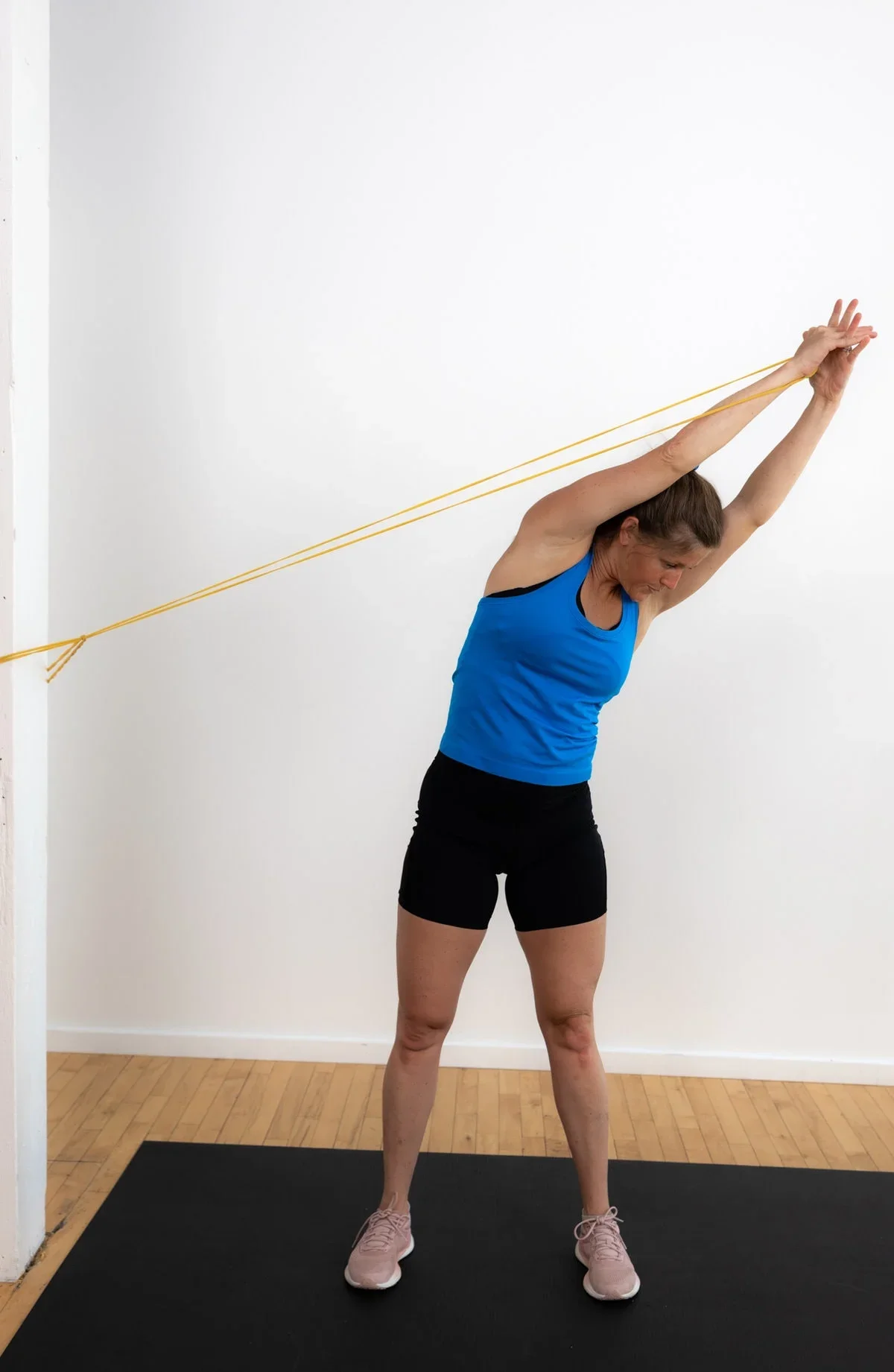 Resistance band pillow exercise 