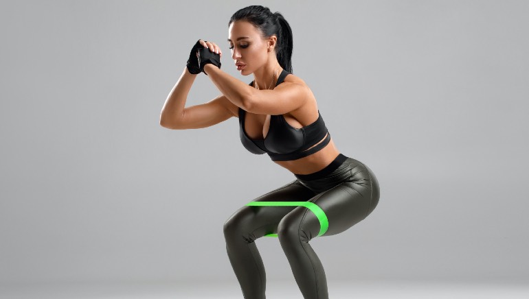 Squats with Resistance Bands and Weight